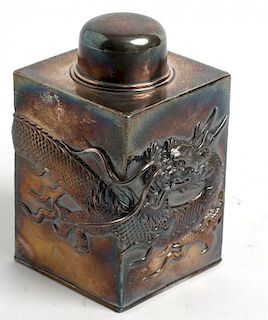Chinese Export Silver Tea Caddy