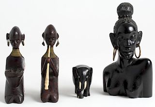 4 Ebony Carved Figures
