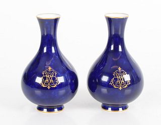 A Pair of 19th Century Cobalt Blue Sevres Vases