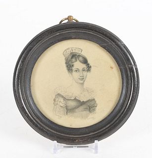 American School Portrait of a Young Lady, 19th Century