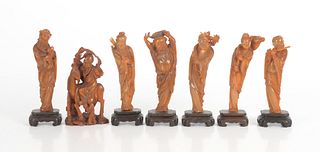 Seven Chinese Buffalo Horn Carvings
