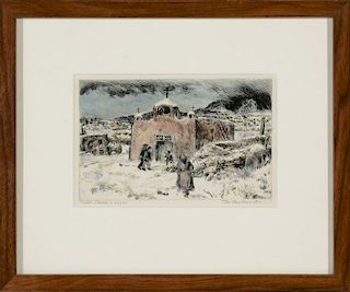 Talpa Church in Winter by Ira Moskowitz (1912-2001)