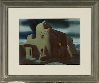 Taos at Night by Sandor Bernath (1892-1984)