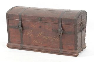 North European Iron Bound and Painted Blanket Chest