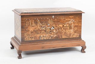 Indian Bone Inlaid Rosewood Blanket Chest