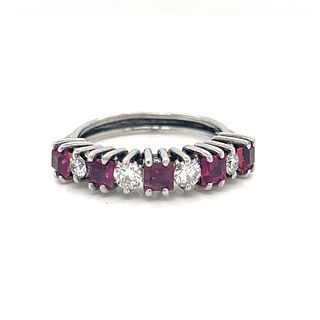 Platinum Diamond Ruby Art Deco Ring