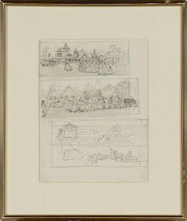 Three Farm Sketches (recto) / Seven Farm Sketches (verso) by Leon Gaspard (1882-1964)