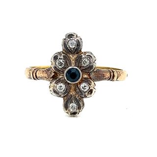 14k Victorian Diamond Sapphire Ring