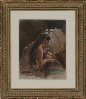 Indian Squaw Feeding her Papoose by Thomas Sully (1783-1872)