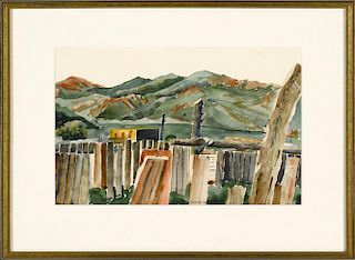 Fences, Taos Pueblo by Dean Porter (b. 1939)