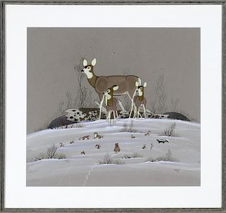 Deer in Snow by E. Toddy (dates unknown)