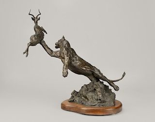 Lioness and Impala by Ken Bunn (b. 1938)