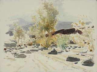 Group of 3 Painted Sketches I: Desert Wash / A Winter Effection / Smoke Trees by James Swinnerton (1875- 1974)
