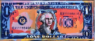 Large Steve Penley Dollar Painting, 47"W