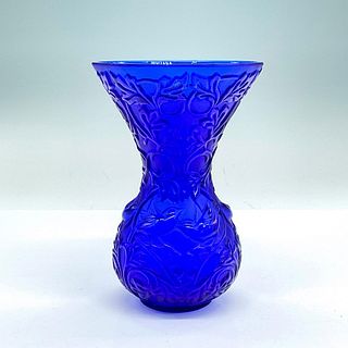 Lalique Crystal Blue Vase, Arabesque