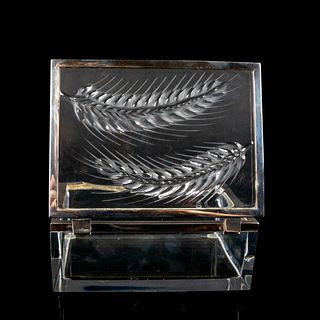 Lalique Hinged Crystal Vanity Box, Epis Wheat