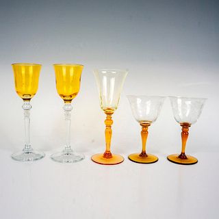 5pc Amber Glass Drinkware, Liqueur & Cordial