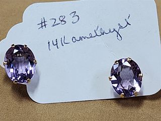 Pr 14K And Amethyst Earrings