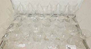 Tray 32 Pc Etched Stemware