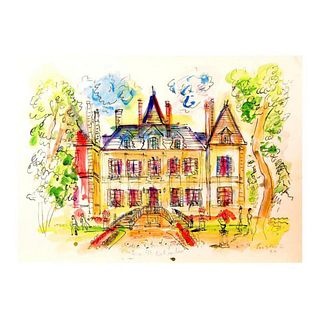 Wayne Ensrud "Chateau Pichon Longueville Comtess de Lalande - 2" Mixed Media Original Artwork; Hand Signed; COA
