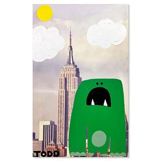 Todd Goldman, "Monsters in NY" Original Mixed Media on Gallery Wrapped Canvas (60" x 38"), Hand Signed with Letter of Authenticity.