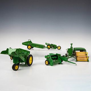 6pc John Deere Metal Toy Tractor and Equipment