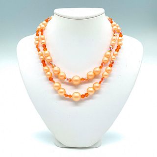 Cute Two Strand Orange Bead Necklace