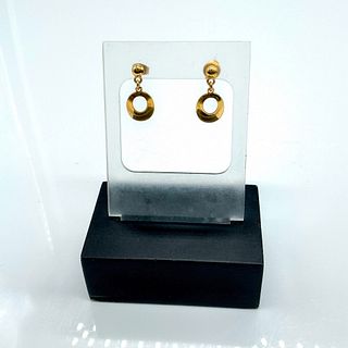 Petite Gold Tone Oval Drop Earrings