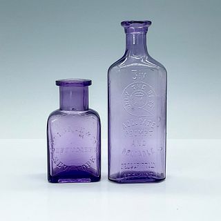Pair of Antique Purple Glass Apothecary Bottles