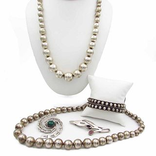 Six Vintage Sterling Necklace Bracelet