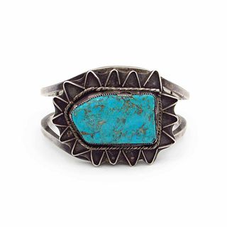 Vintage Native American Sterling Turquoise Cuff Bracelet