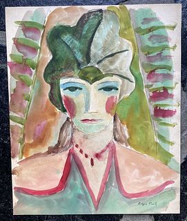 BIAGIO PINTO Modernist. Expressionist oil on board 'Portrait', signed