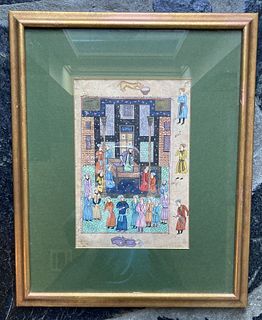 Antique Indian miniature painting 'Palace scene'