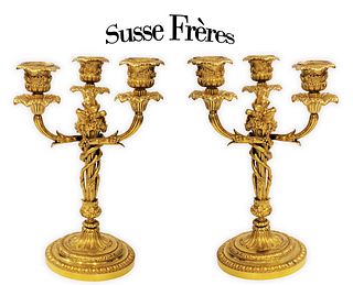 Pair Of 19th Century French Gilt Bronze Susse Freres Candelabras