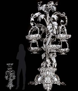 19th C. Silver-Plated Tree & Grapes, Figural Epergne \ Centerpiece