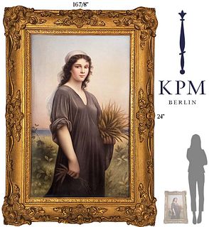 Large 19th C. KPM 'Een Tegel Met Voorstelling Van Ruth' Porcelain Plaque Signed By R Dittrich