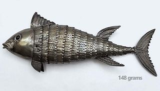 Articulated Sterling Silver (148g) Fish, Industria Peruana