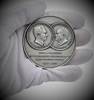 Pahlavi & Nixon Silver (146g) Over A Century Of Friendship And Solidarity Iran-US Medal