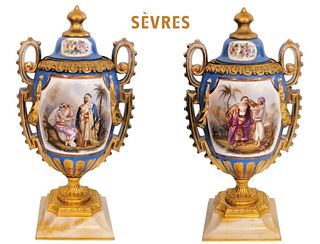 Pair Of 19th C. Orientalist Sevres Vases