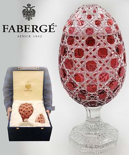 Large Faberge Golden Red Egg Crystal
