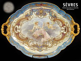 19th C. French Hand Painted Sevres Tray
