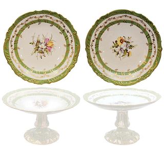 Pair Of 19th C. French Botanical Pedestal Cake Plates