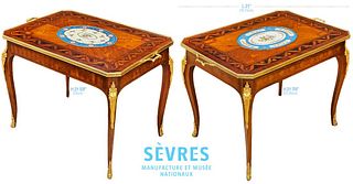 Near Pair Of 19th Century French Sevres bronze mounted side tables