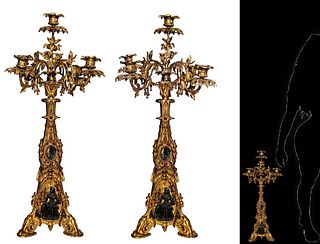Pair Of 19th French Figural Bronze Candelabras