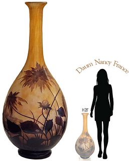 Large French Daum Nancy Monumental Cameo Art Nouveau Vase