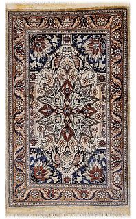 Iran Hand Knotted Silk Persian Rug Leaf Pattern