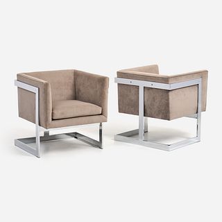 2 Milo Baughman for Thayer-Coggin T-Back Cube Chairs