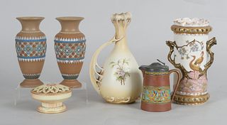 A Group of Antique Ceramics including Doulton Lambeth