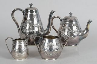 A Four Piece American Silver Plated Tea Set