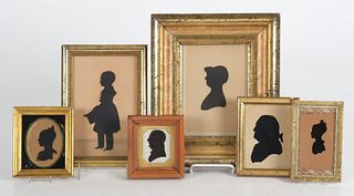 Six Scissor-Cut Silhouette Profile Portrait Miniatures
